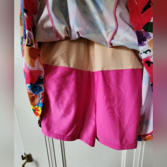 Pink Flower Printed Swimdress attached Boyshort NWT ECUPPER Swim Women's Small - Picture 8 of 14